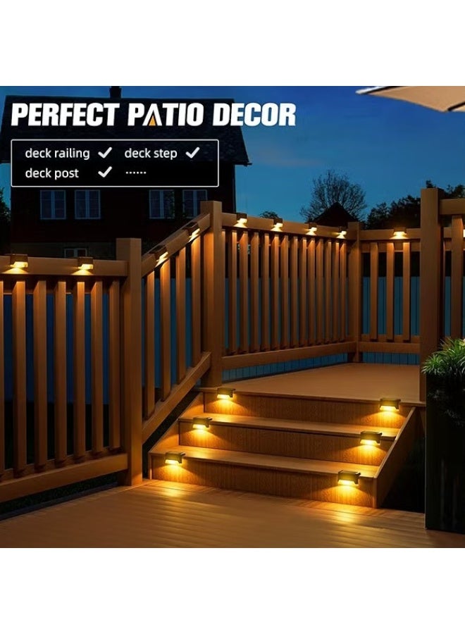 أضواء سطح الطابق الشمسي,12 أجهزة كمبيوتر شخصية أضواء خطوة الشمسية,في الهواء الطلق مقاومة للماء أدى مصباح السياج الشمسي للخطوات,السياج,سطح الطابق,الحديد والدرج (أبيض دافئ) - Image 2